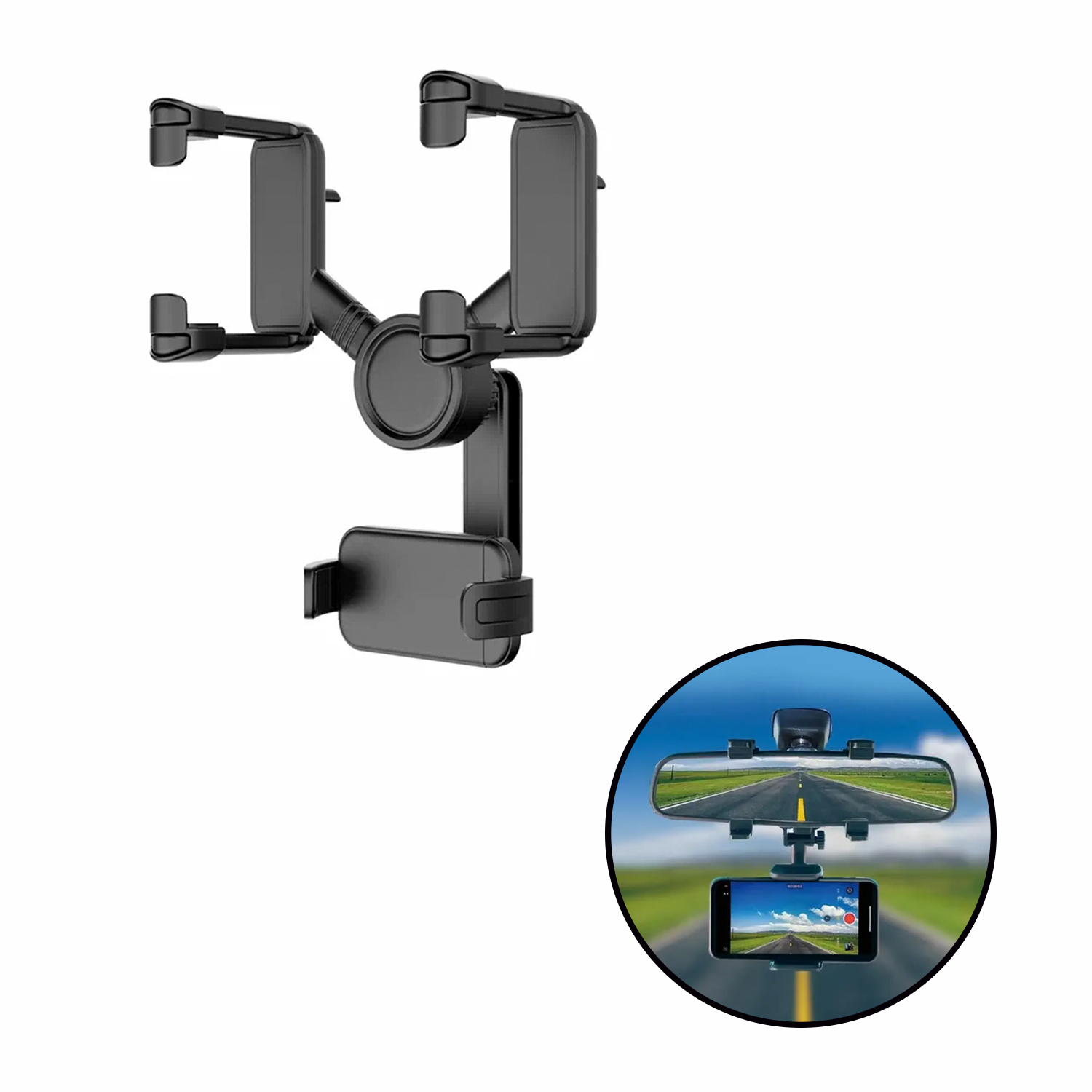 AUT015_00vOF Soporte Celular Movil 360 espejo retrovisor del Carro /automovil - Imagen 1