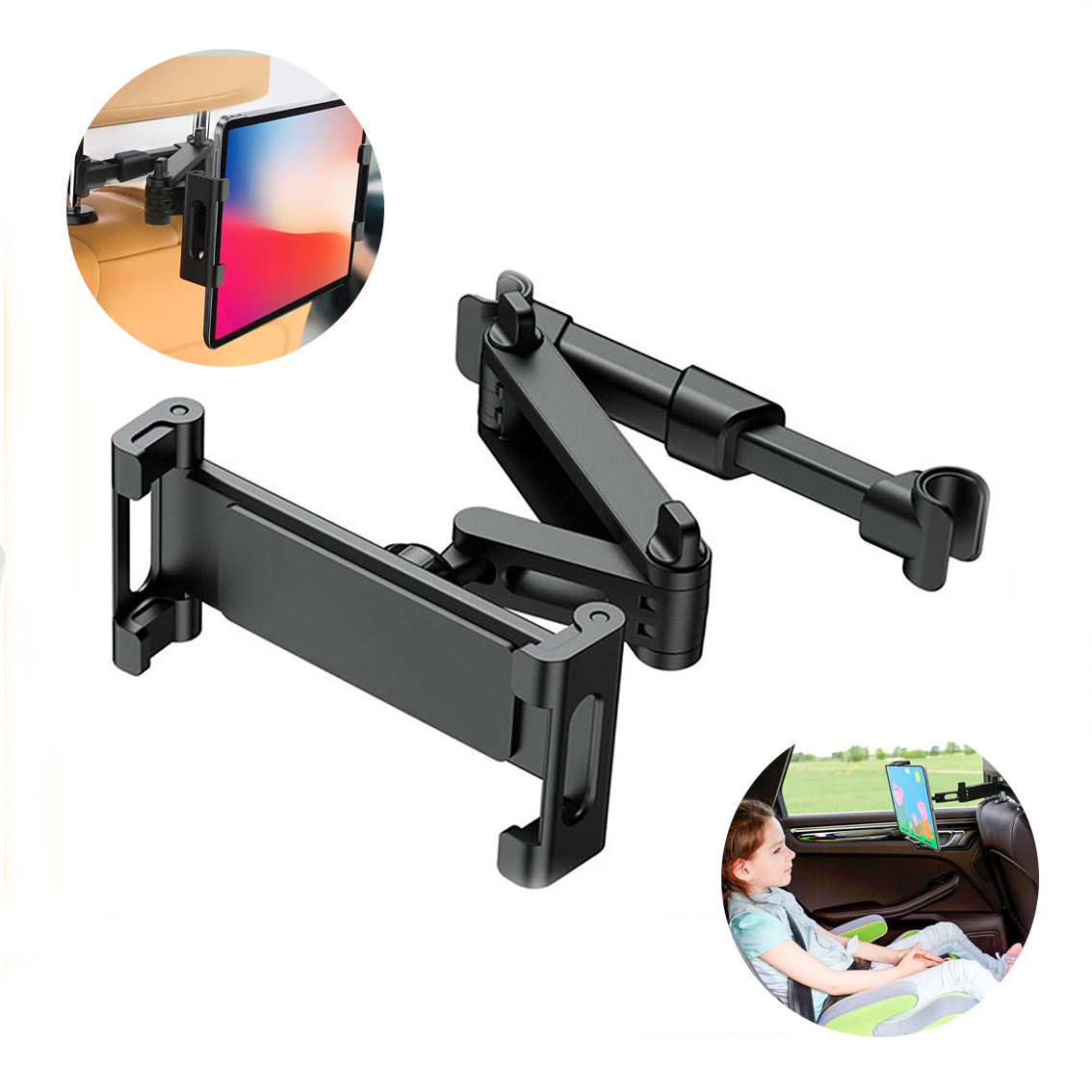 AUT023_0001 Soporte Giratorio retráctil para asiento trasero para tablet celular - Imagen 1