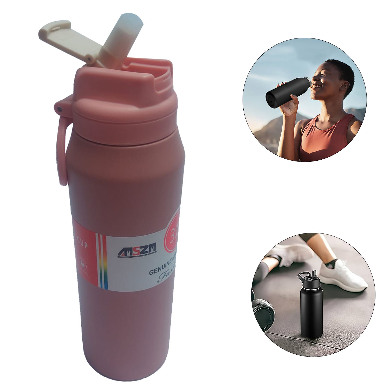 HOG025RO_001X Botella térmica deportiva de acero inoxidable rosa - Imagen 1