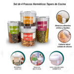 Set 4 contenedores o recipientes herméticos de acrilico transparente - Imagen 5