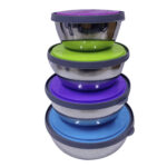 Juego de 4 Bowls o Tazones de Acero con tapa de colores 12,14,16 y18cm - Imagen 2
