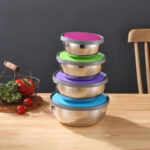 Juego de 4 Bowls o Tazones de Acero con tapa de colores 12,14,16 y18cm - Imagen 6