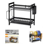 Secador / Escurridor / Organizador de platos y cubiertos de 2 niveles.