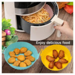 Bandeja redonda de silicona para freidora de aire sin aceite - Celeste - Imagen 2