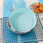 Bandeja redonda de silicona para freidora de aire sin aceite - Celeste - Imagen 3