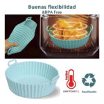 Bandeja redonda de silicona para freidora de aire sin aceite - Celeste - Imagen 4