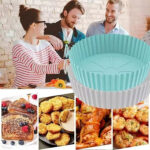 Bandeja redonda de silicona para freidora de aire sin aceite - Celeste - Imagen 5