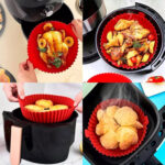 Pack 3 Bandejas de silicona para freidora de aire sin aceite - Rojo - Imagen 5