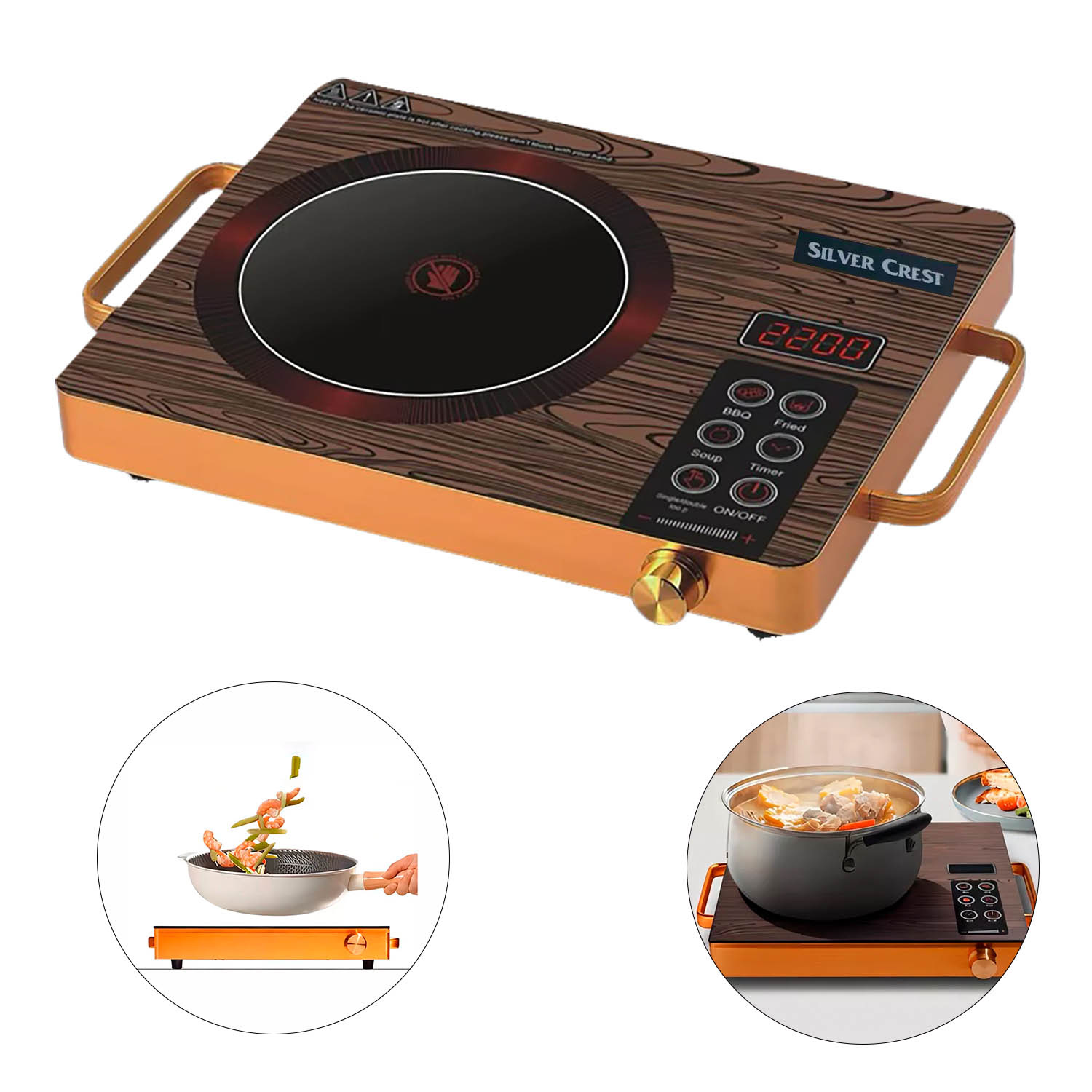 COC048_001 Cocina Encimera Eléctrica Digital de Vitroceramica Portatil 2200W - Imagen 1