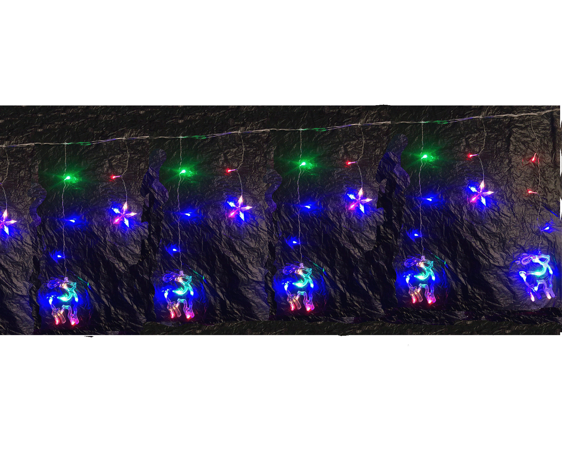 HOG017_001 Luces en Cascada de 2m - Diseño Estrellas y Reno Multicolor Navidad - Imagen 1