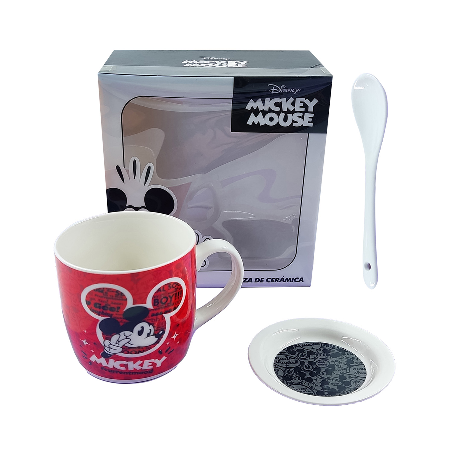 HOG027MKR-001 Set de Taza o Pocillo plato y cuchara con Diseño - MK Rojo - Imagen 1
