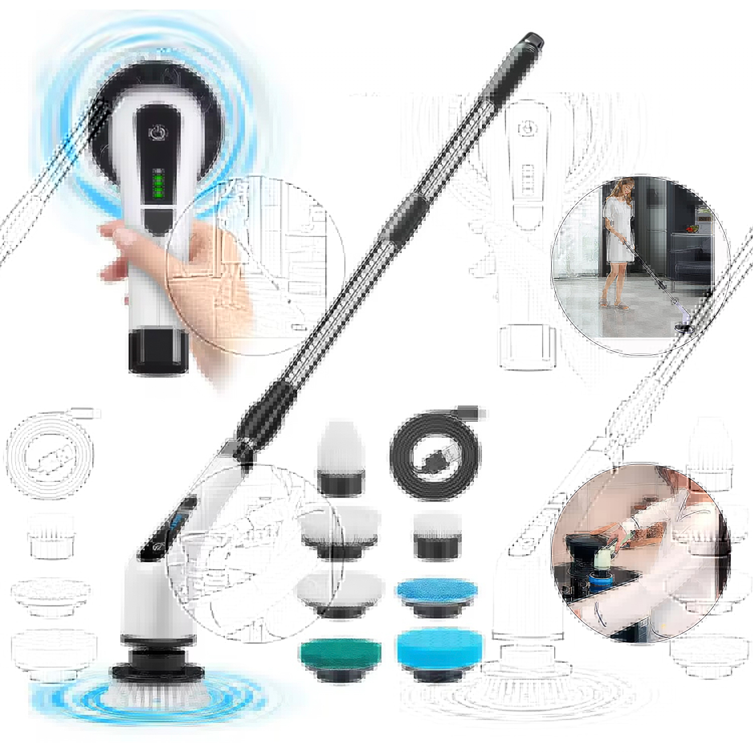 HOG038_01 Cepillo Eléctrico 7 en 1 – Limpieza sin Esfuerzo - Imagen 1