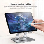 Soporte Metálico Plegable para Celular y Tablet Ajustable Portátil Antideslizante Gira 360° GRIS - Imagen 5