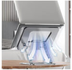 Soporte de aluminio ajustable - Eleva tu Laptop y mejora tu comodidad en el escritorio - Gris Claro - Imagen 2