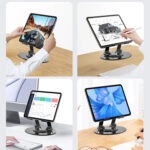 Soporte Metálico Plegable para Celular y Tablet Ajustable Portátil Base Antideslizante Gira 360° - Imagen 3